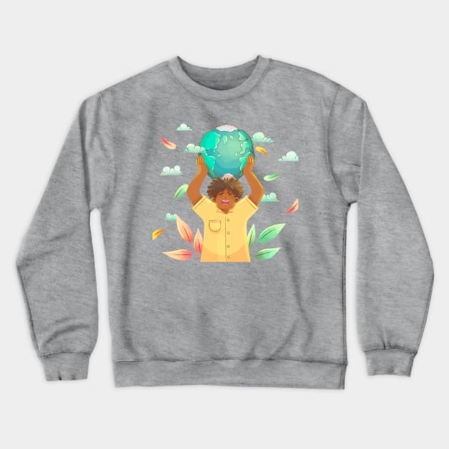 Watercolor Environmental Protection Crewneck Sweatshirt by Mako Design 